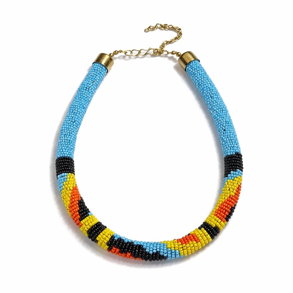 Beaded Necklace Colorful Seed Beads Adjustable 16–20” Boho Statement Jewelry